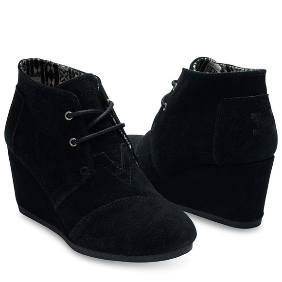 black boot wedges